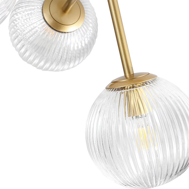 Modern 3-Light Semi-Flush Mount Light with Ribbed Glass Shades