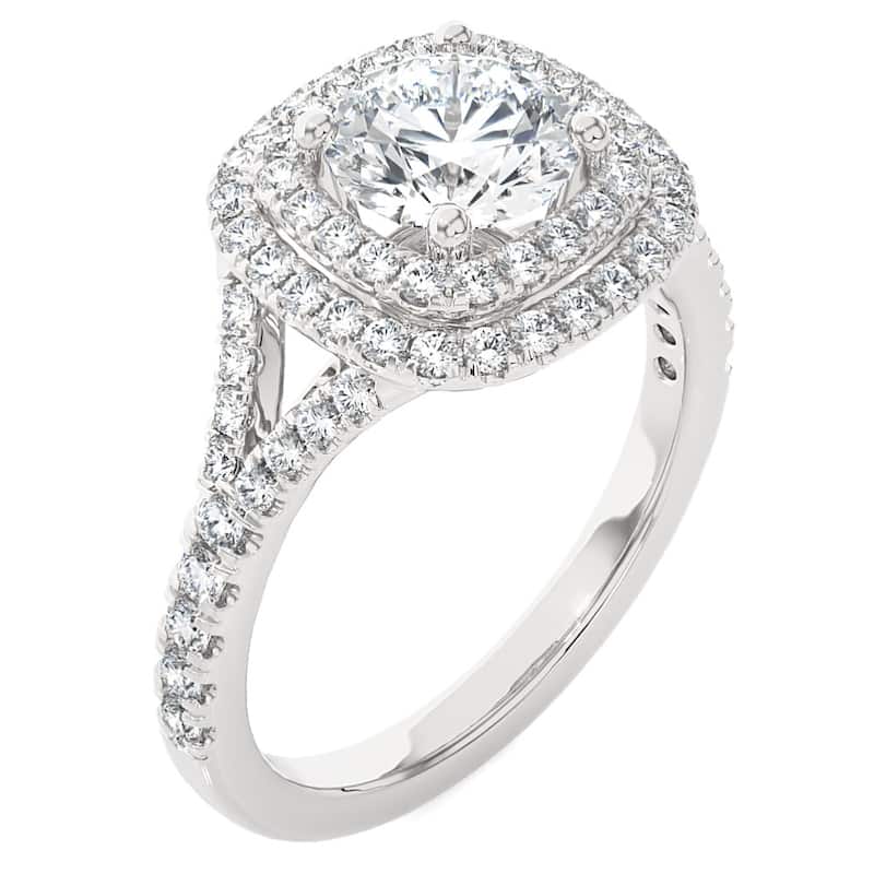 Certified 2 1/5Ct Cushion Halo Diamond Engagement Ring Gold Lab Grown