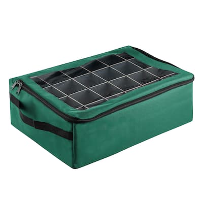 Ornament Storage Box - Zippered Organizer with 48 Individual Compartments and Dividers by Tiny Tim Totes