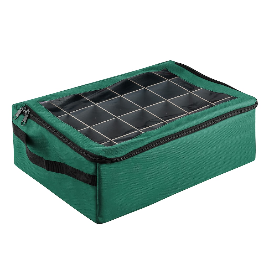 Ornament Storage Box - Zippered Organizer with 48 Individual Compartments and Dividers by Tiny Tim Totes