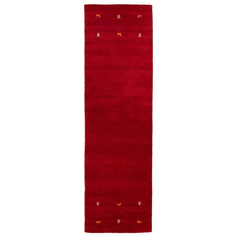 Kashkuli Gabbeh Red Rug 2'7" x 9'6" - 2'7 x 9'6 - Red - 2'7 x 9'6