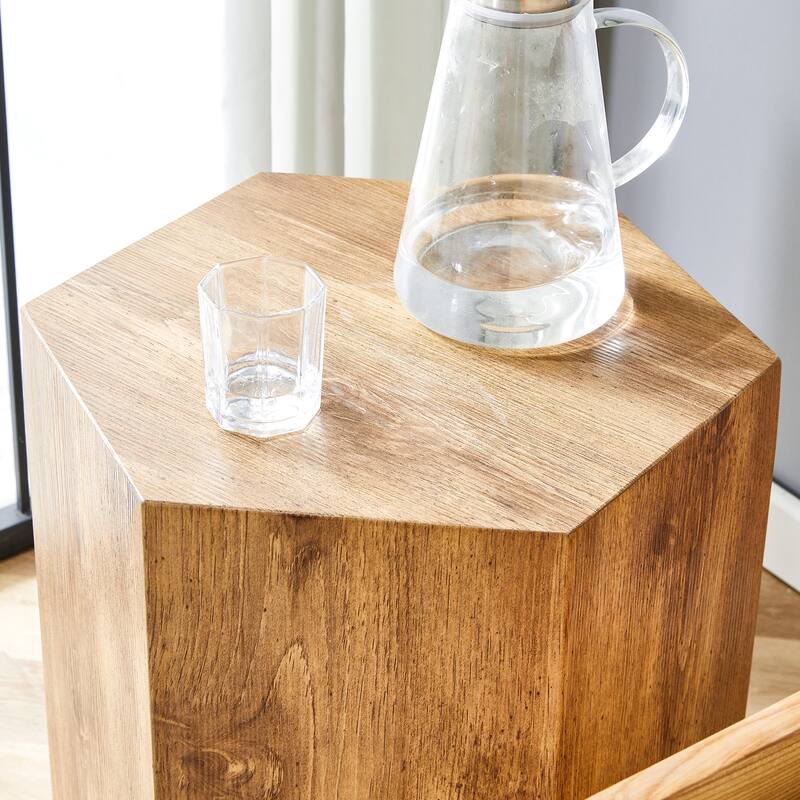 15.7" Modern Hexagonal Coffee Table with Fashionable Pattern and Stable Base for Living Room