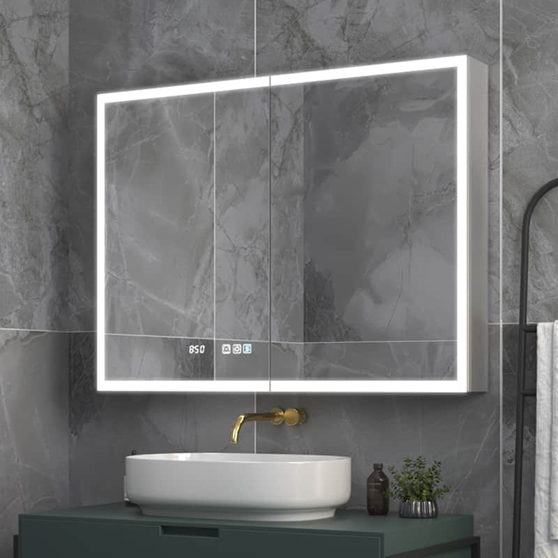 ExBrite Led Lighted Medicine Cabinet Recessed or Surface with Mirrors - 40" x 30"