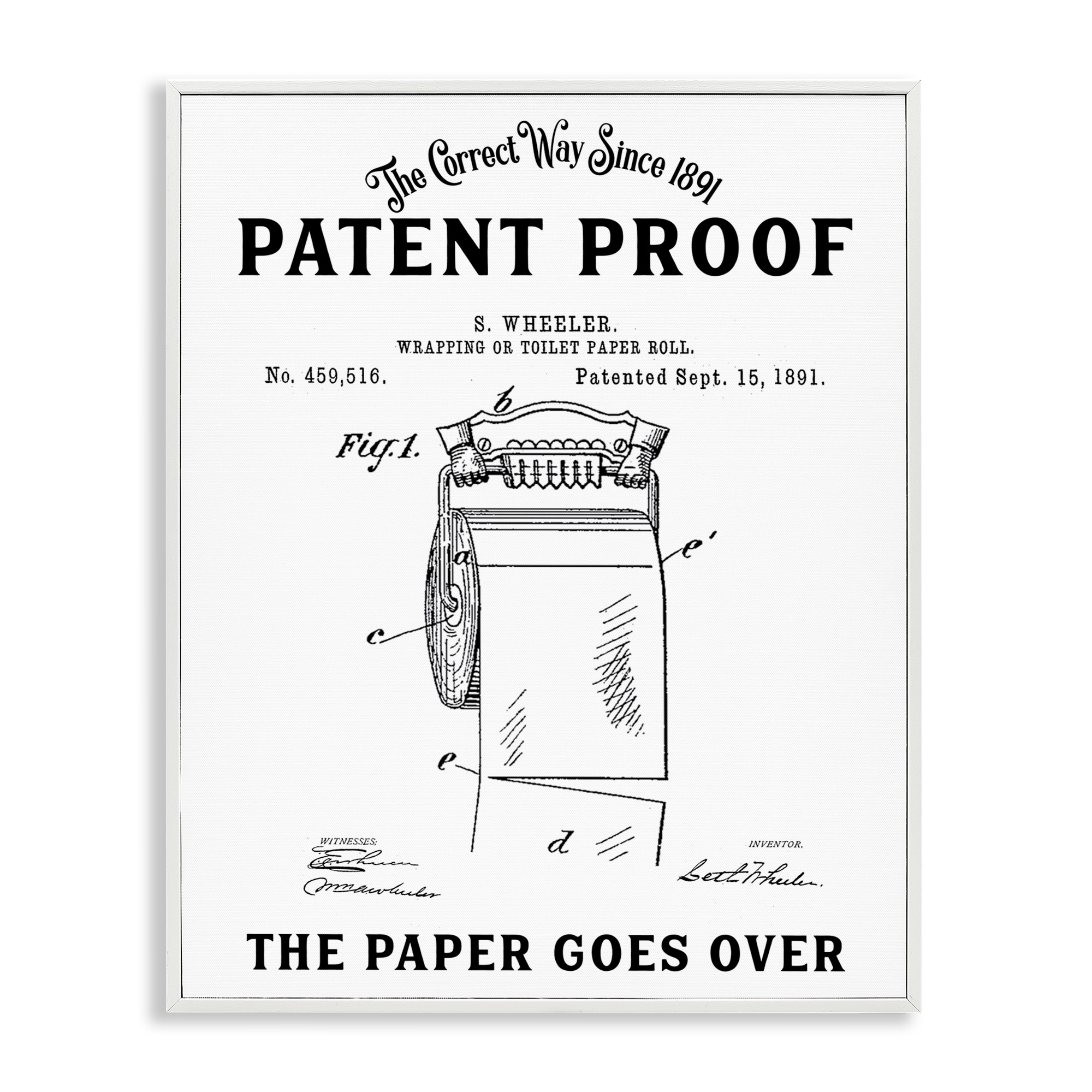 Stupell Toilet Paper Goes Over Framed Giclee Art Design By Lettered and Lined