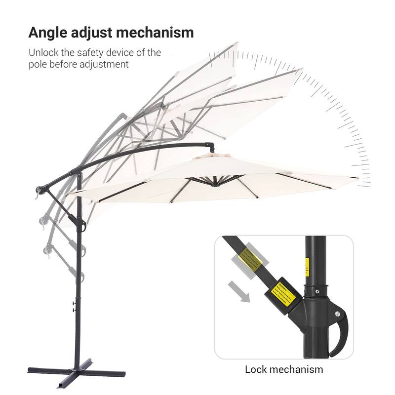 LIVOOSUN 10ft Patio Offset Umbrellas,Hanging Market Patio Umbrella