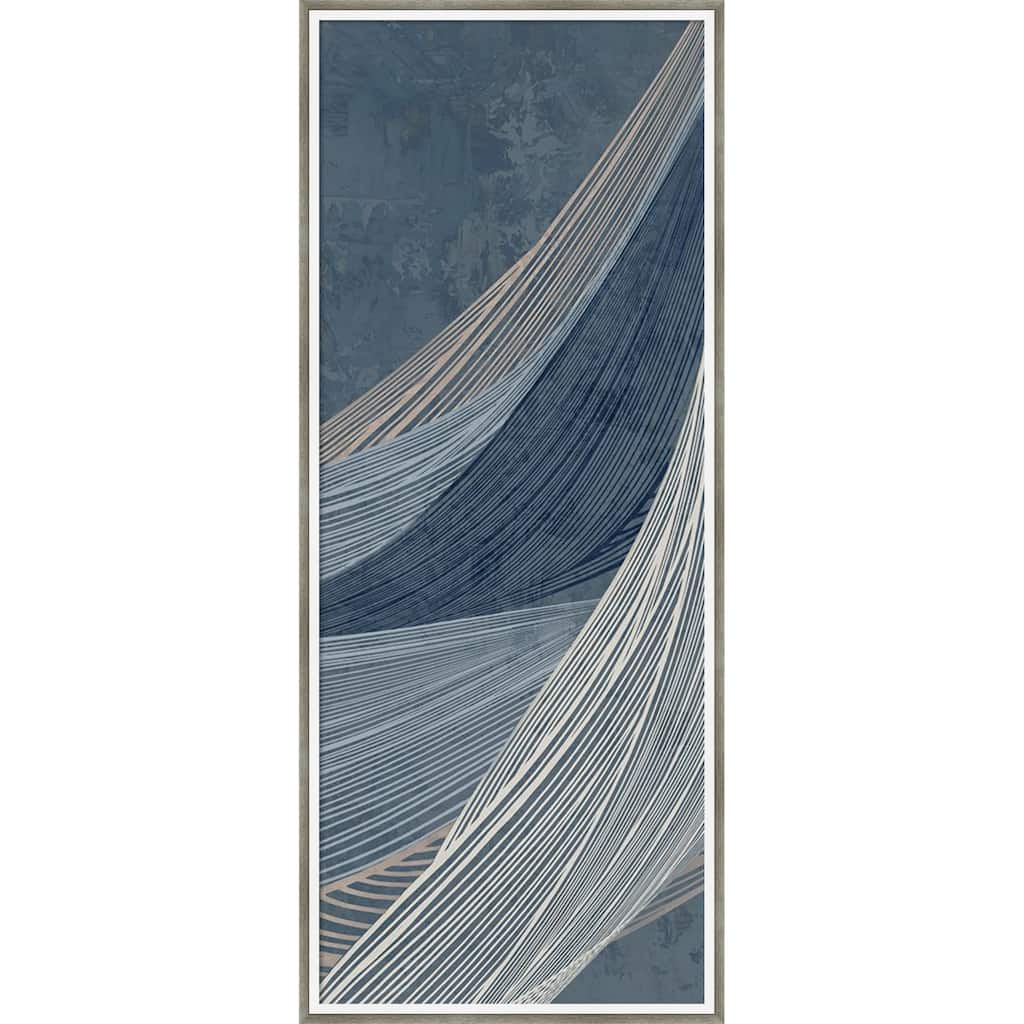 Amanti Art Framed Fabric Pinboard Indigo Threads I by PI Studio Printed Bulletin Board - Board Size 16 x 40