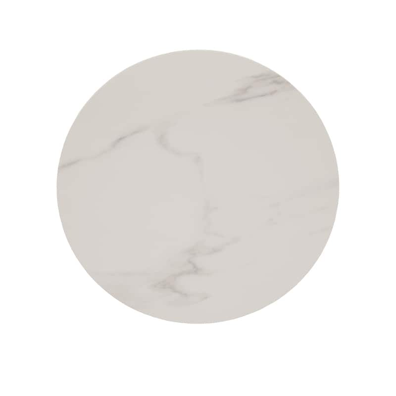 Jurmala Glossy Sintered Stone with Grey Metal Base End Table by iNSPIRE Q Modern