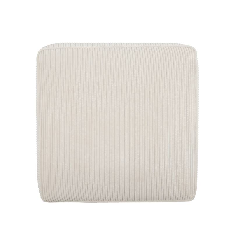 Corduroy Upholstered Square Ottoman - Beige Cozy Living Room Piece