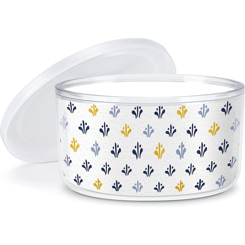 Meadow Mini Flowers Double Wall Insulated Plastic Bowl with Lid Holds 22 Fluid Ounces BPA Free Microwave Safe Dishwasher Safe - Multi
