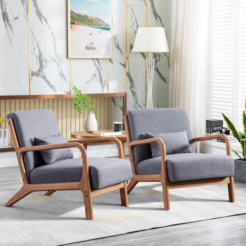 Aston Modern Solid wood Accent Chair for Living Room - Set of 2 - Grey