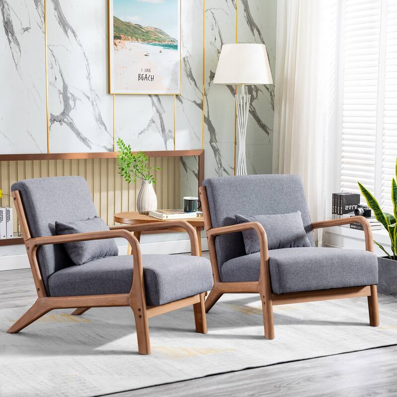 Aston Modern Solid wood Accent Chair for Living Room - 2pcsgreyset
