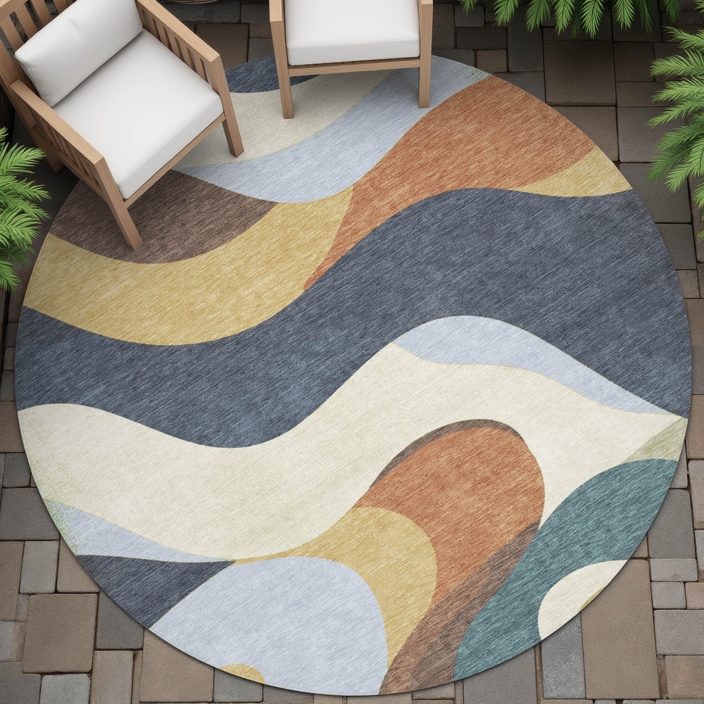 Machine Washable Indoor/Outdoor Casual Contemporary Chantille Rug