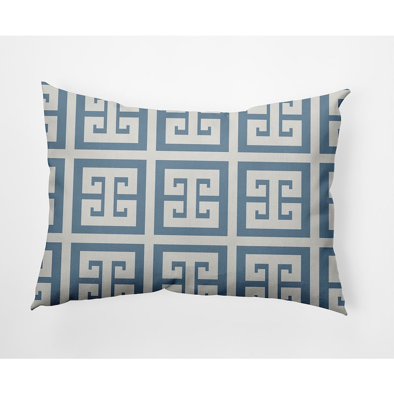 Greek Key Patterned Nautical Decorative Indoor Pillow - Dusty Smoke - 14" x 20"