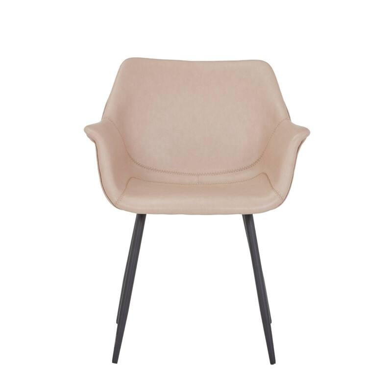 Markley Mid-Century Modern Minimalist Ergonomic Leather Dining Chair with Comfy Curved Seat & Strong Powder-Coated Iron Legs