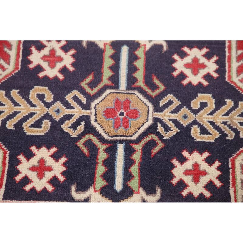 Hand Knotted Oriental 100% Wool Carpet Traditional Geometric Red Kazak Area Rug - 9' 6'' X 6' 4''