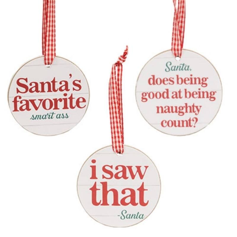 I Saw That Round Ornament w/Ribbon - 3 Asstd. - Multi