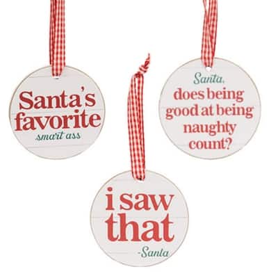 I Saw That Round Ornament w/Ribbon - 3 Asstd.