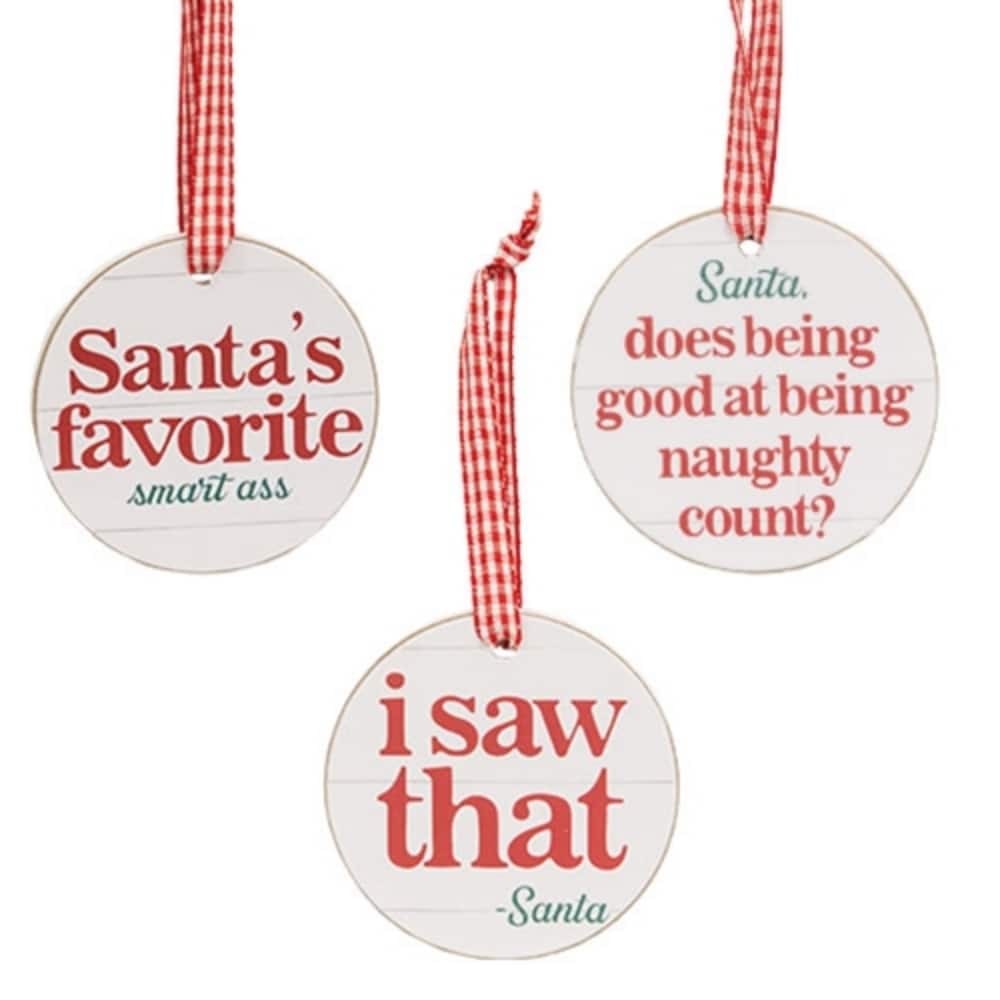 I Saw That Round Ornament w/Ribbon - 3 Asstd.