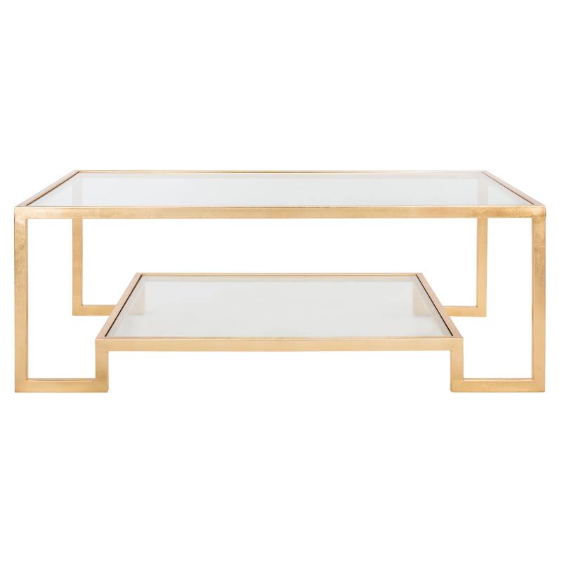 SAFAVIEH Couture Delila Rectangle Gold Leaf Coffee Table - 51.3" W x 27.5" L x 17.8" H - 51Wx28Dx18H