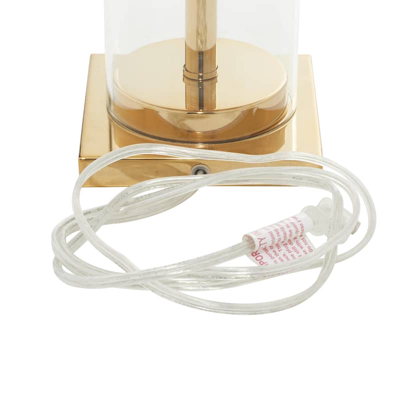 Metal Room Table Lamp with Clear Glass Body - Gold - CosmoLiving by Cosmopolitan