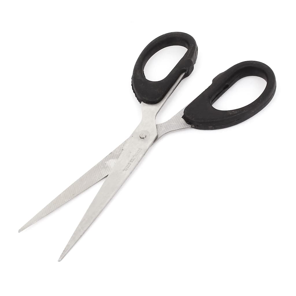 Home Black Rubber Coated Handles Stainless Steel Scissors 15.6cm Long
