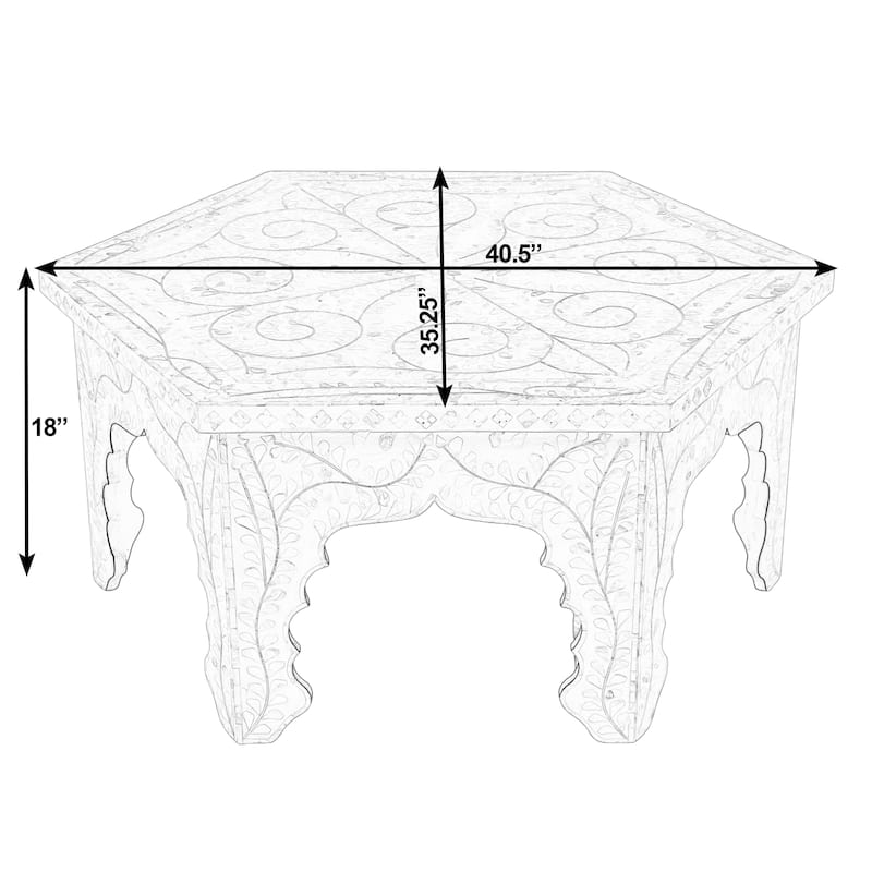 Marjorie 40.5 in. W Hexagon Mother of Pearl Coffee Table