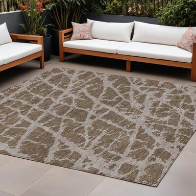 Varo Unique Abstract Weather Resistant Blended Style Outdoor Rug