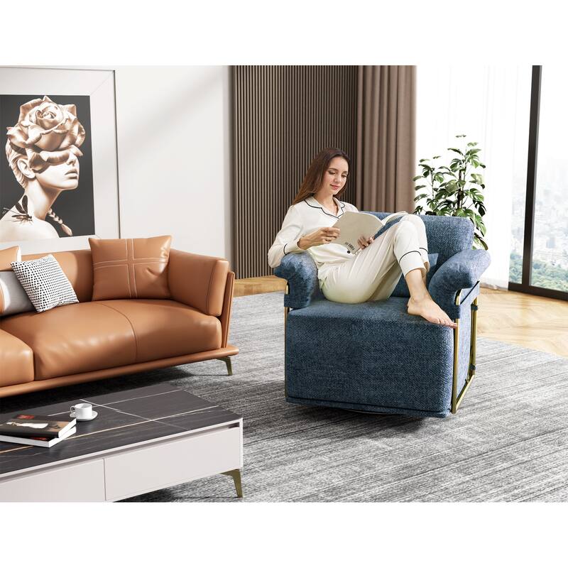 Upholstered 360 Degree Square Swivel Accent Sofa Chair