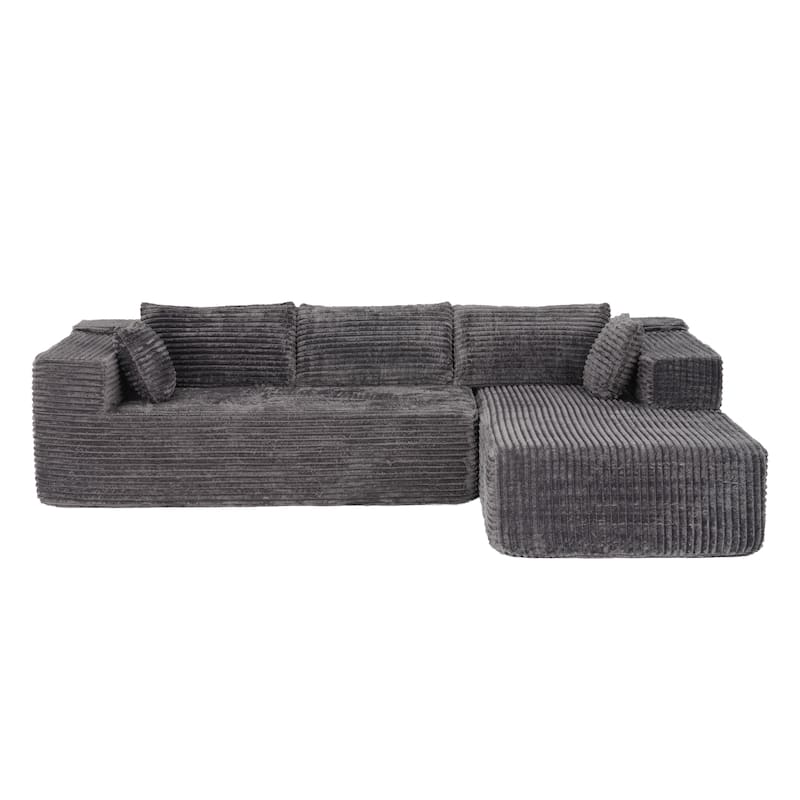 Black L-Shaped Compressed Foam Sofa – Ready-to-Use Sectional Couch with Chaise