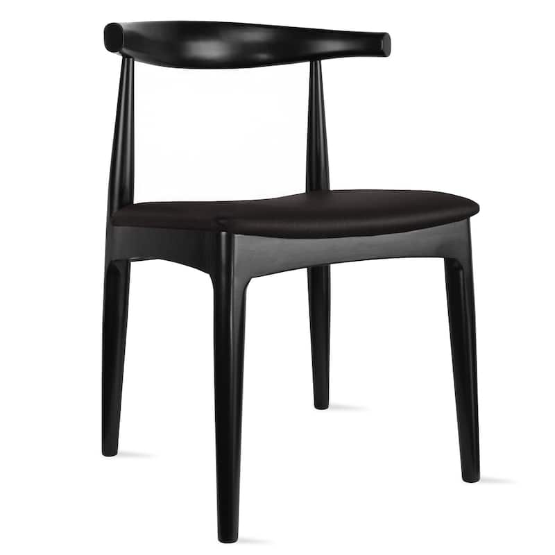 Natural Solid Wood Dining Elbow Chairs With PU Leather or Beige Fabric Cushion Seat And Oak Frame