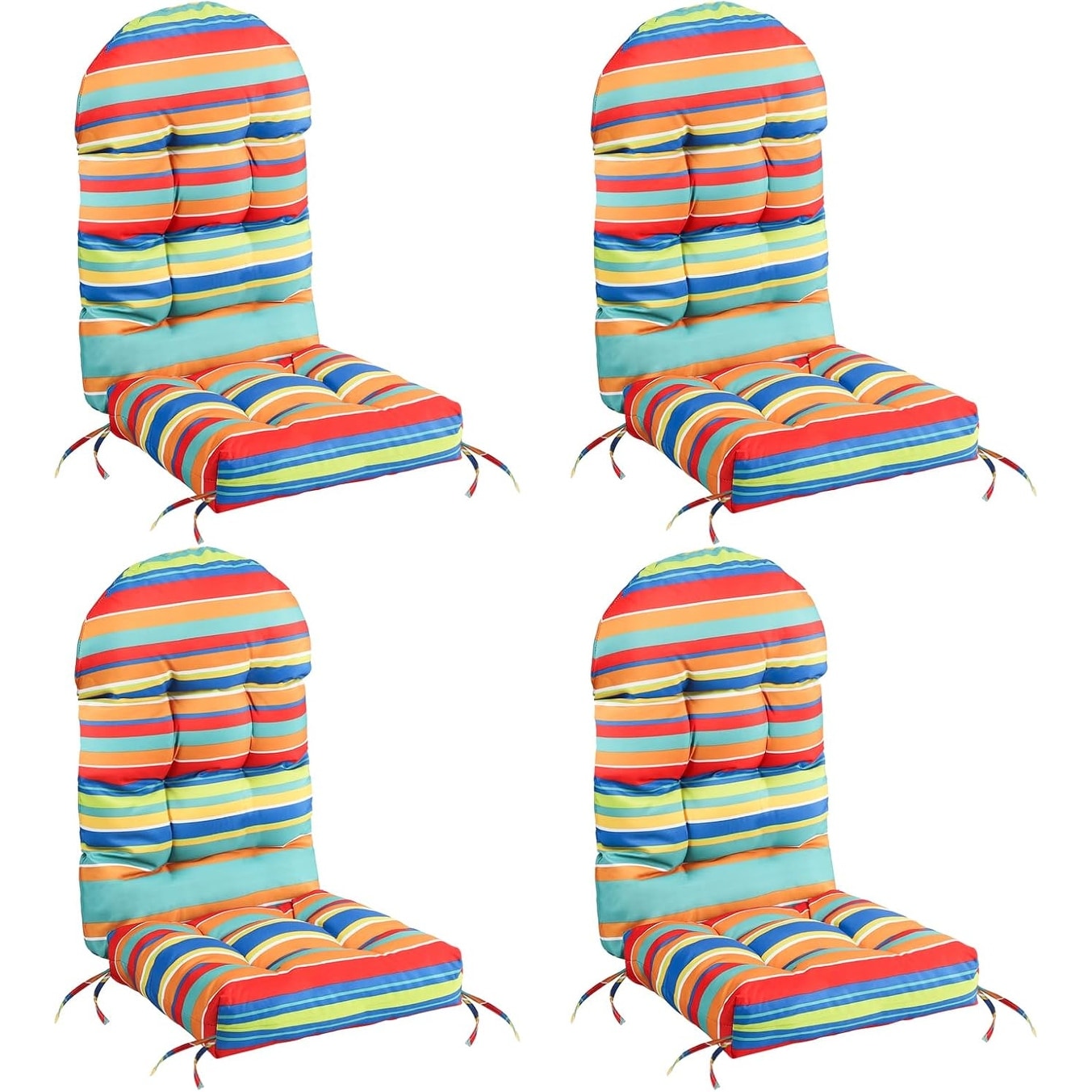 Set of 4 Thick Non-Slip Waterproof Adirondack Chair Cushions with Ties