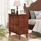 preview thumbnail 14 of 26, Fully Assembled Narrow End Table, Solid Wood Side Table with 3 Drawers, Vintage Nightstand Slim Bedside Table for Small Spaces