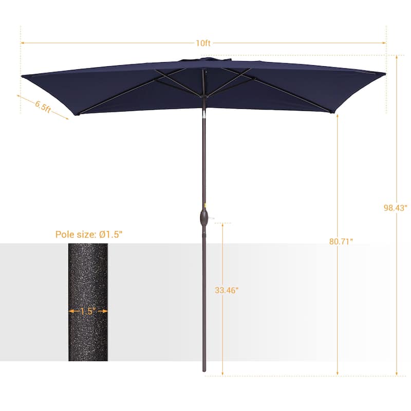 BONOSUKI Aluminum 10 x 6.5ft Patio Market Umbrella,Tilt and Crank