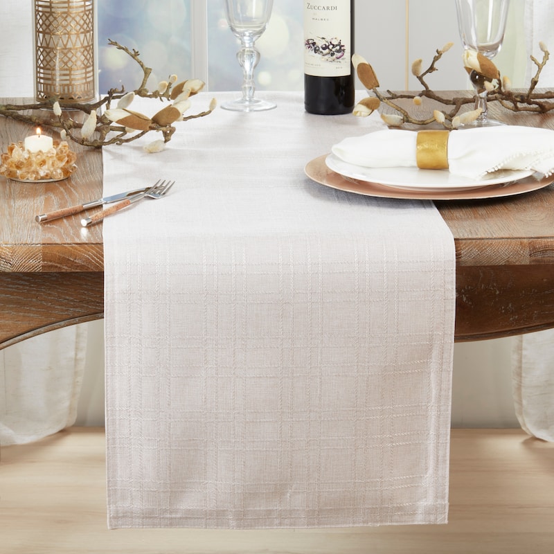 Refined Stitched Plaid Table Runner
