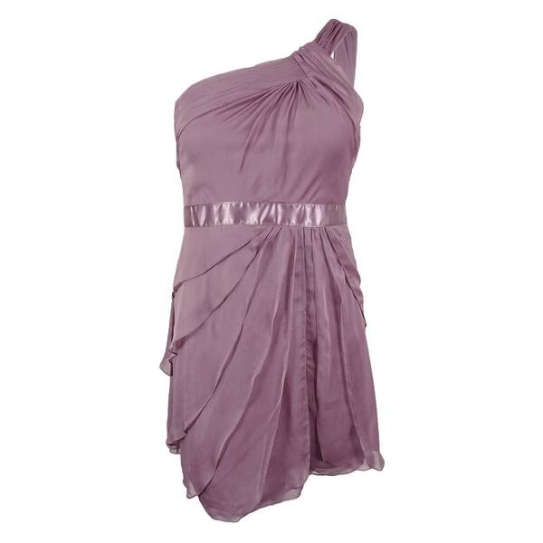 Adrianna Papell Women's Tiered Chiffon One Shoulder Dress (12, Dusty Rose)  - Bed Bath & Beyond - 41455550