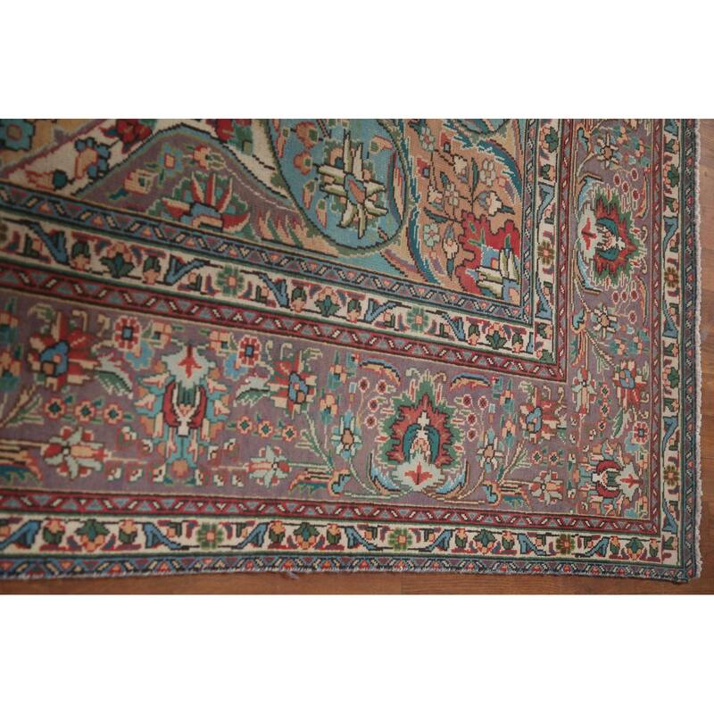 Hand Knotted Oriental 100% Wool Carpet Traditional Floral Red Tabriz Area Rug - 12' 8'' X 9' 8''