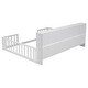preview thumbnail 9 of 16, Full Size Pine Wood Floor Bed with Bookcase and Guardrails