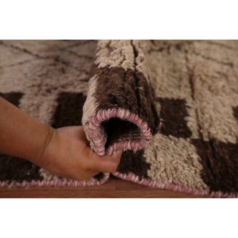 Hand Knotted Oriental 100% Wool Carpet Modern Tribal Beige & Ivories Moroccan Area Rug - 10' 3'' X 7' 6''