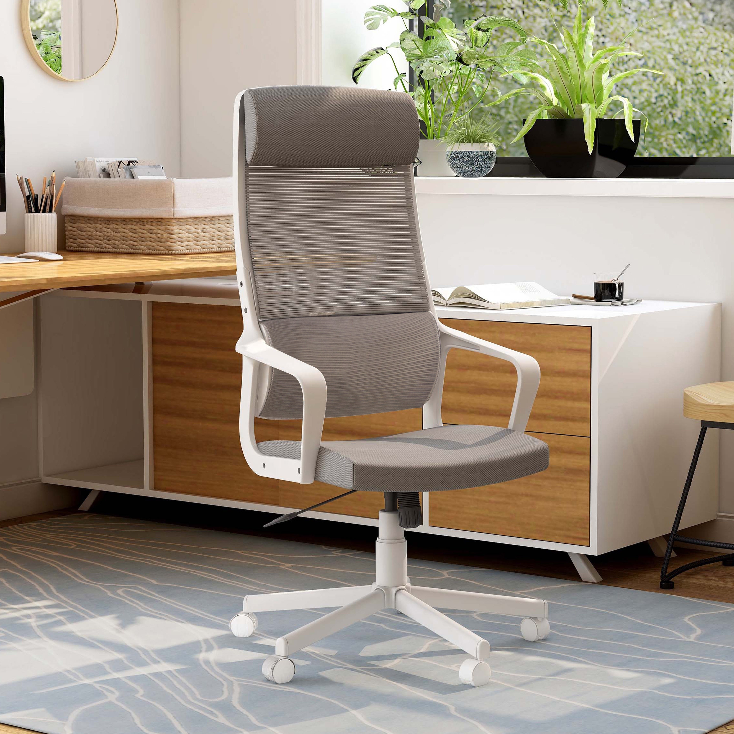 Furniture of America Sykes Contemporary Fabric Height Adjustable Ergonomic Swivel Desk Chair