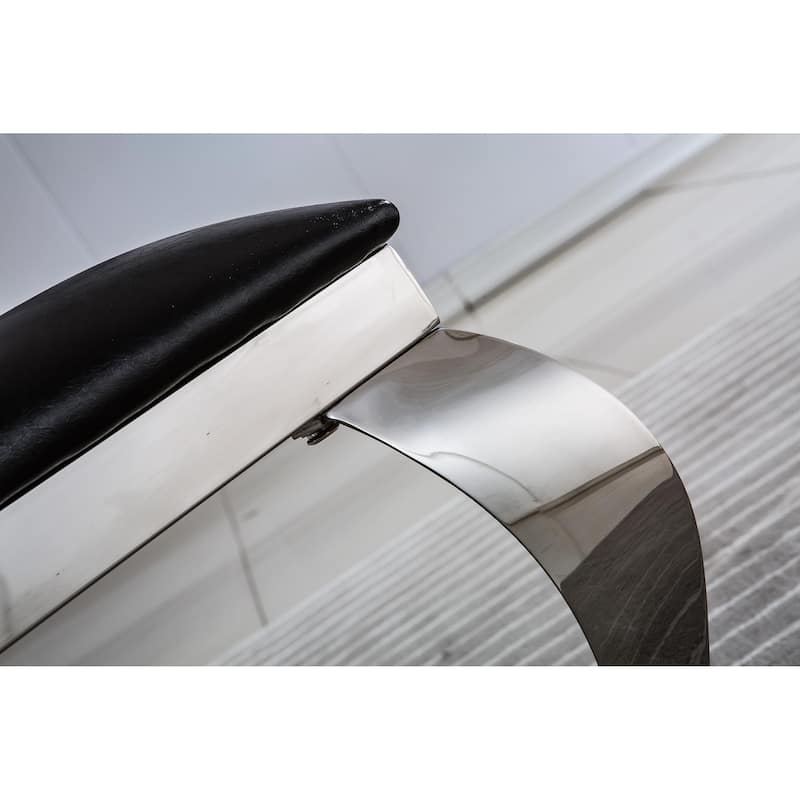 Set of 2 Leatherette Dining Chair with Oval Backrest and Steel Legs