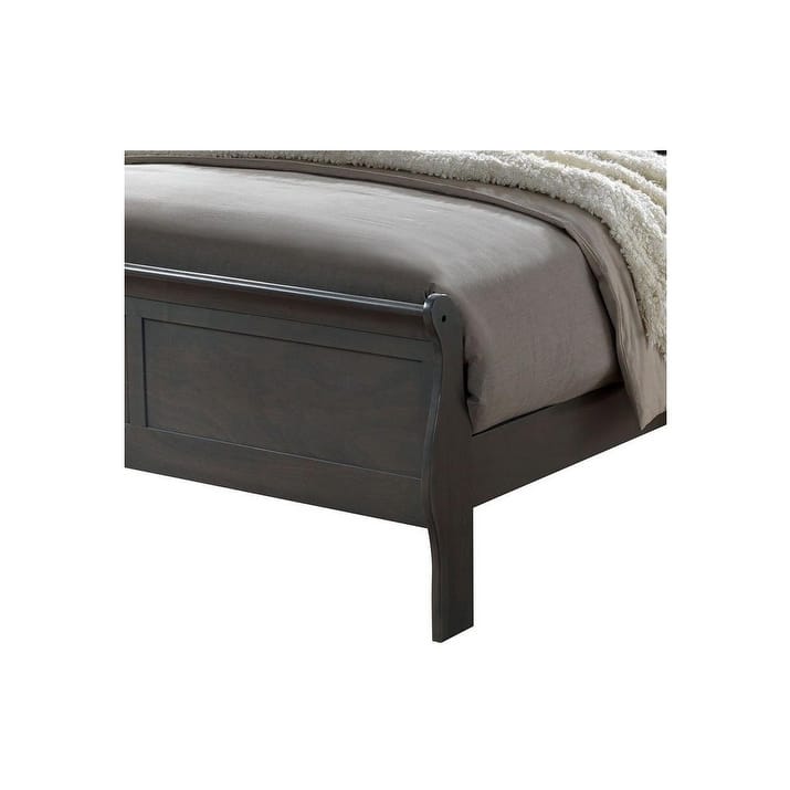 Classic Contemporary Full Size Sleigh Bed in Gray Solid Wood