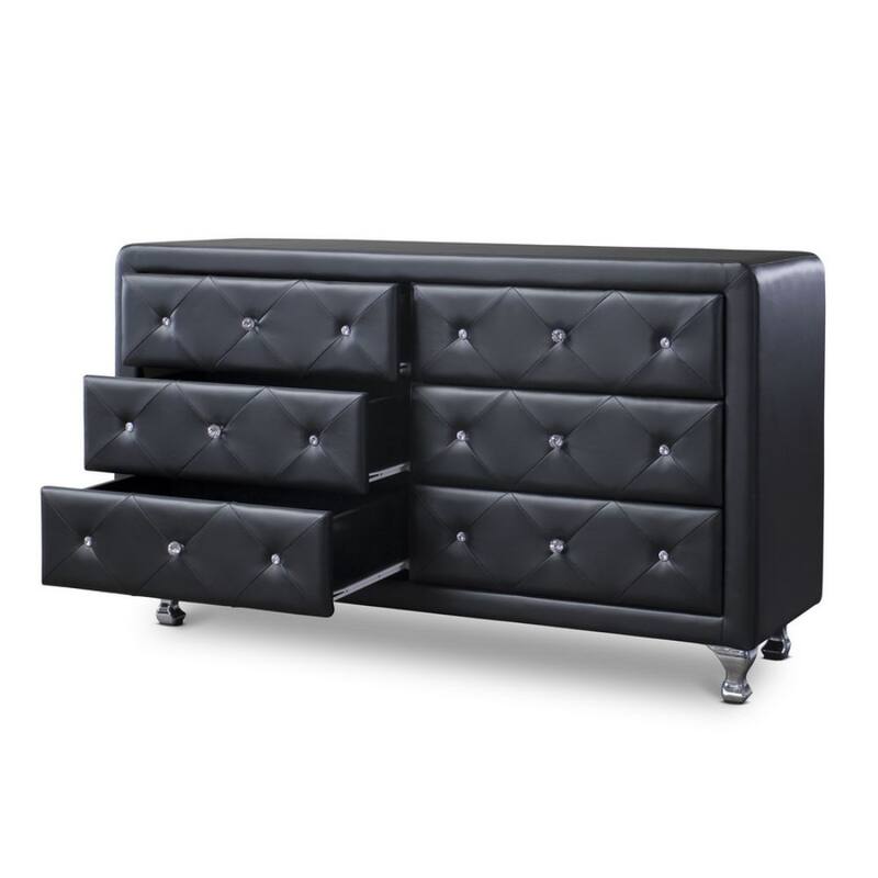 Luminescence Wood Contemporary Black Upholstered Dresser