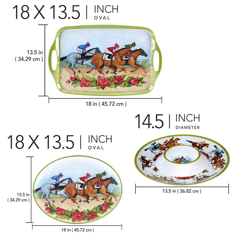 Certified International Derby Day at the Races 3pc Melamine Serving Set