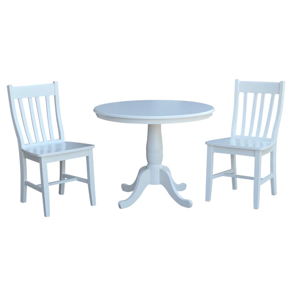 International Concepts 36" Round Top Pedestal Table with 2 Cafe Chairs - Set of 3