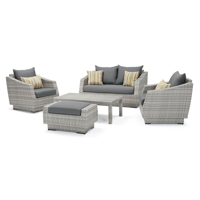 Cannes 5 Piece Sunbrella Outdoor Patio Love & Club Seating Set
