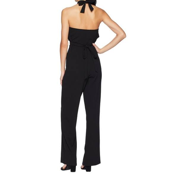 Bebe Women S Jumpsuit Black Size 4 Ruffled Halter Neck Open Back On Sale Overstock 30834993 Lauren by ralph lauren women's jumpsuit black size 8 halter pockets $165 #196top rated seller. overstock com