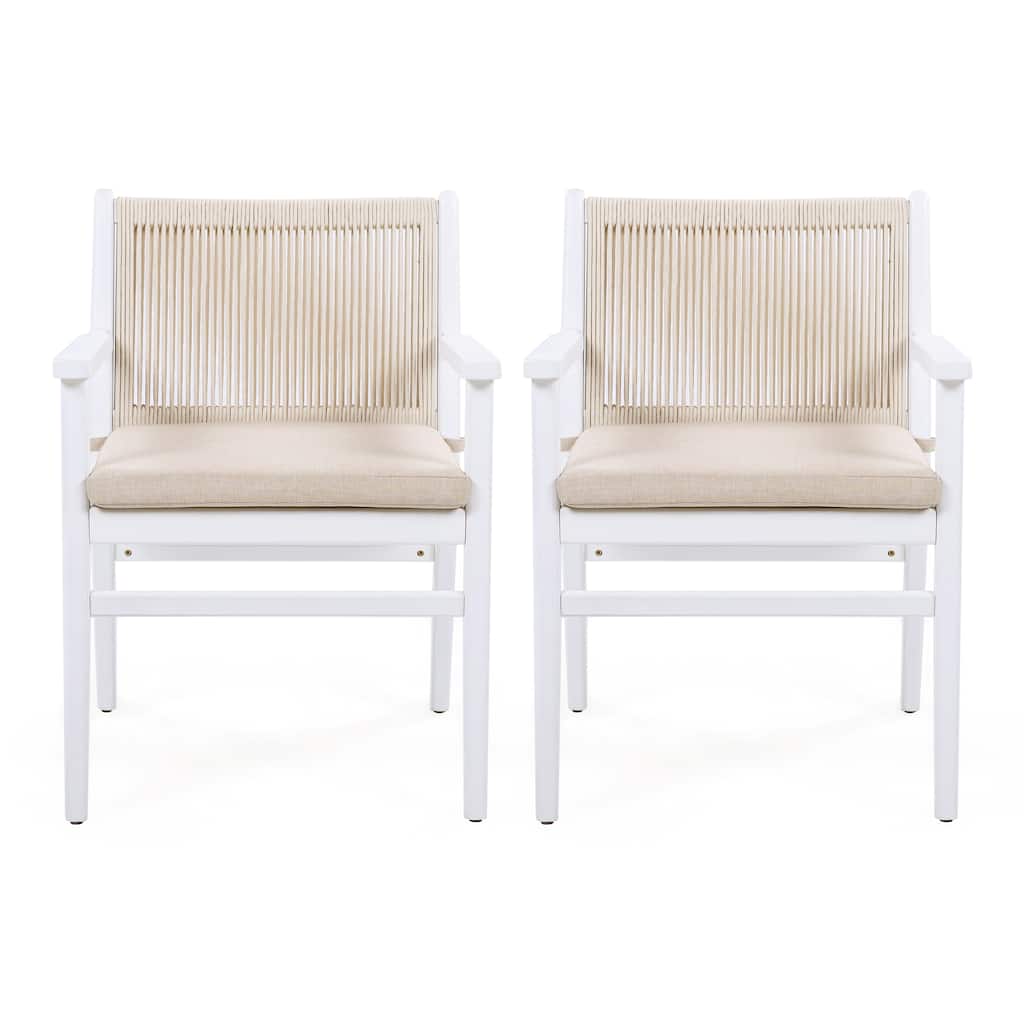 Armchairs Outdoor Dining Chairs with Rope Back, Patio Chairs Set of 2 Coffee Chair Reading Chair Leisure Chair