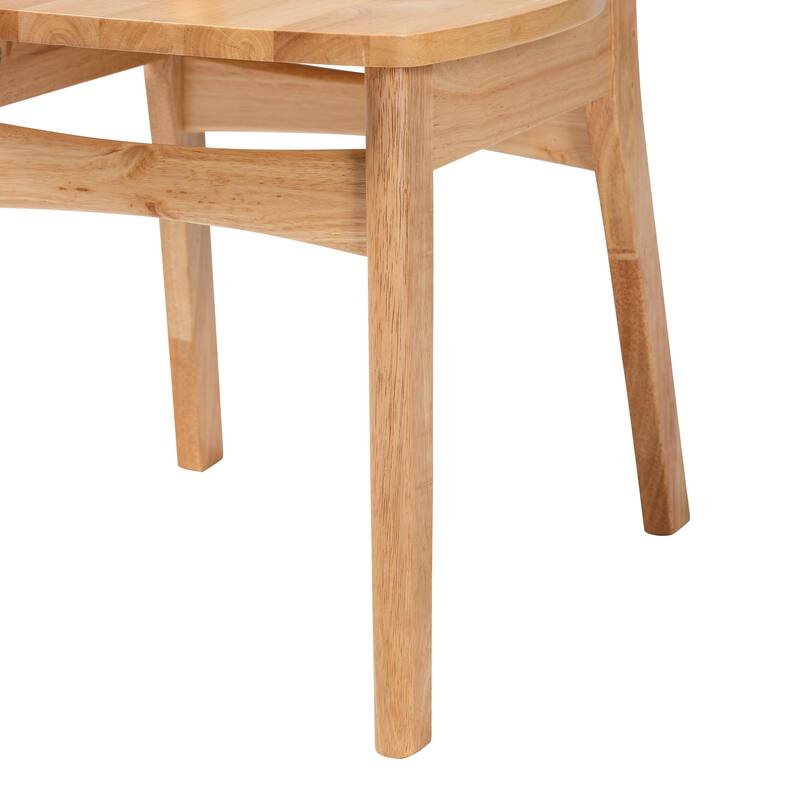 Dulcet Mid-Century Oak Brown Finished Wood and Rattan 5-Piece Dining Set
