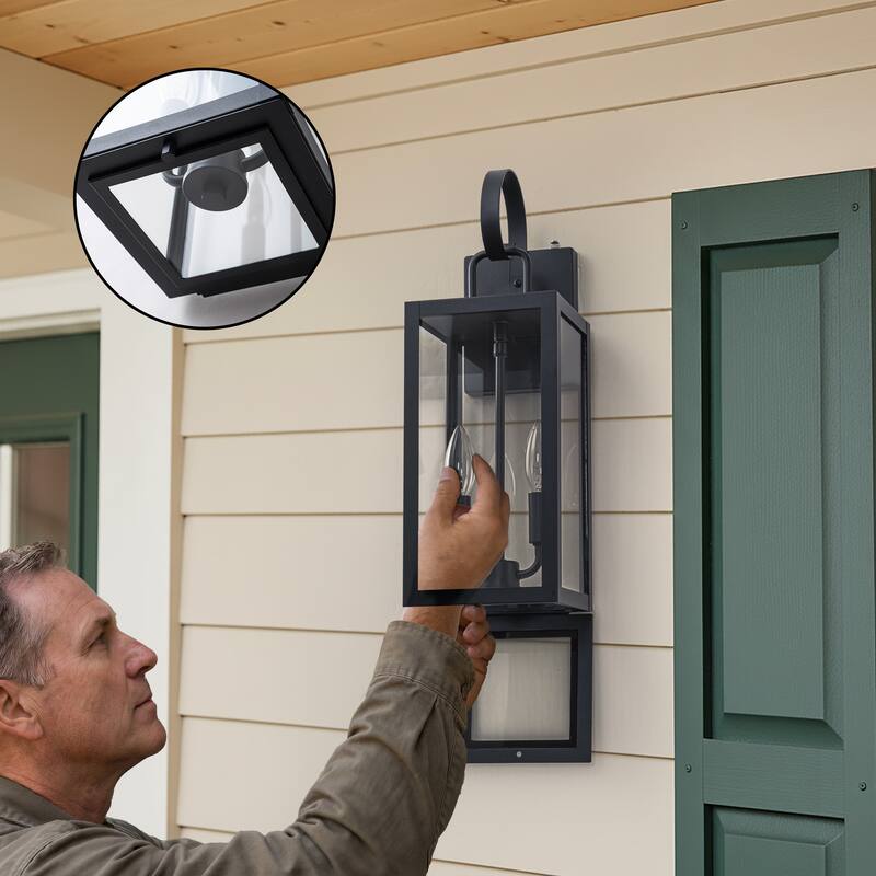 C Cattleya 1 Pack 2-Light 18.25-in Dusk to Dawn Outdoor Wall Light with Close Bottom