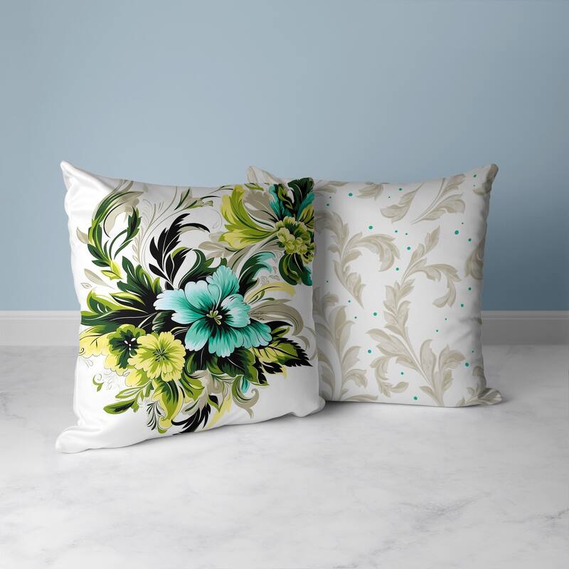 Botanic Bliss Faux Suede Reversible Throw Pillow Green and Yellow